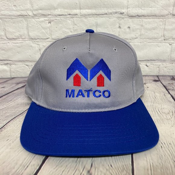 Vintage Hat Cap Snapback Gray Blue MATCO Embroidered 90s Adjustable Poly Cotton - Picture 5 of 8